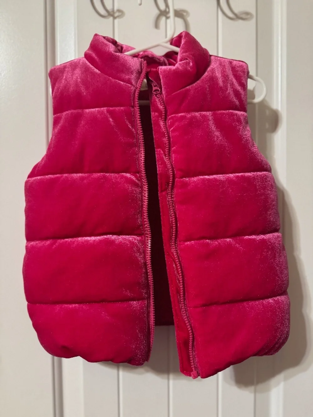 Girls Pink Velvet Puffer Vest Girls 3T